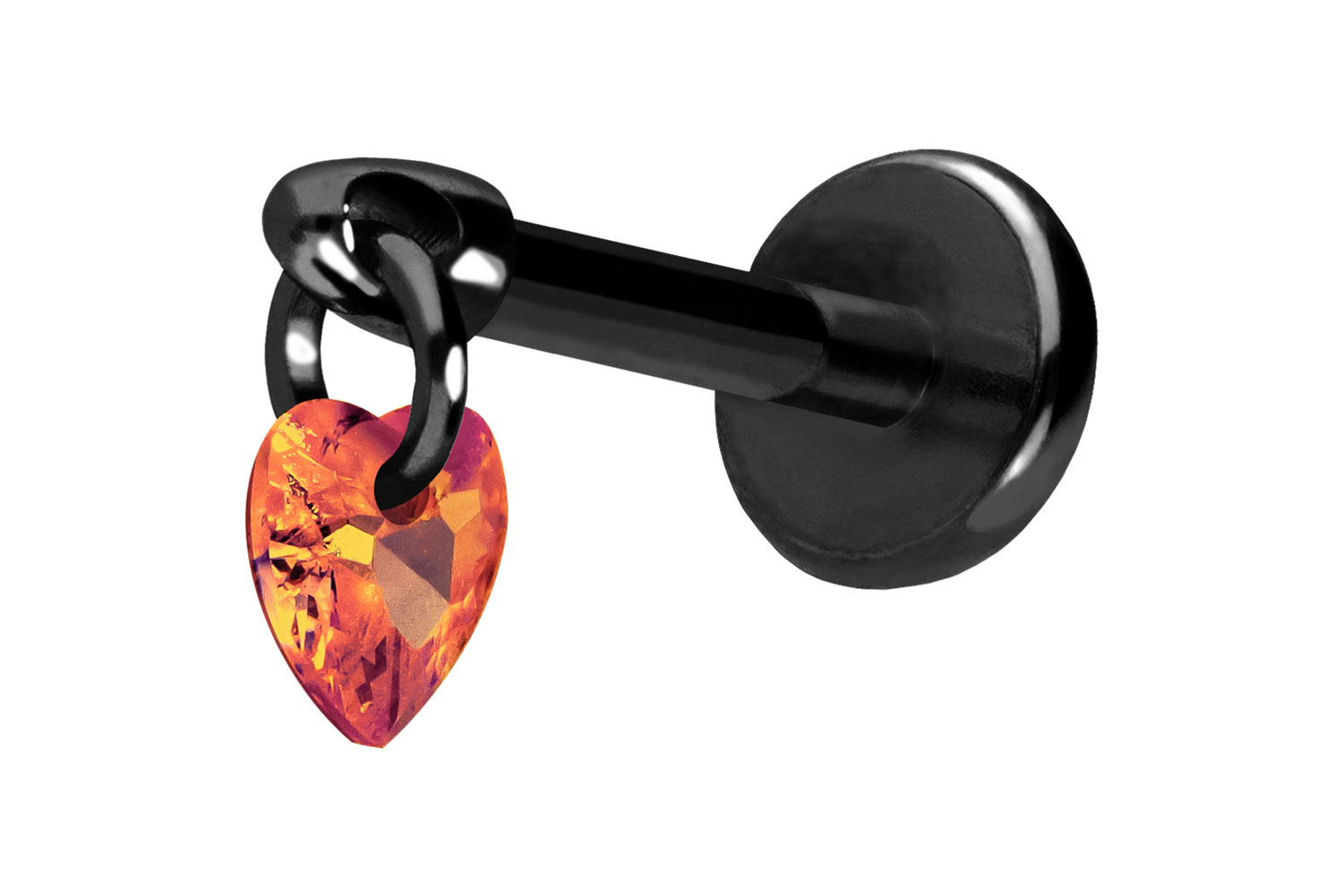 Titan Labret Piercing mit Push Fit KRISTALLHERZ